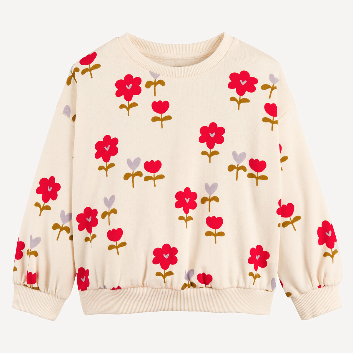 Sweat imprimé floral ecru/imprimé multicolore, LA REDOUTE COLLECTIONS