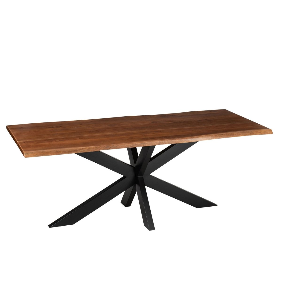 Table de salle à manger rectangulaire en acacia et métal noir L200 - EDGAR acacia foncé, HELLIN, DEPUIS 1862