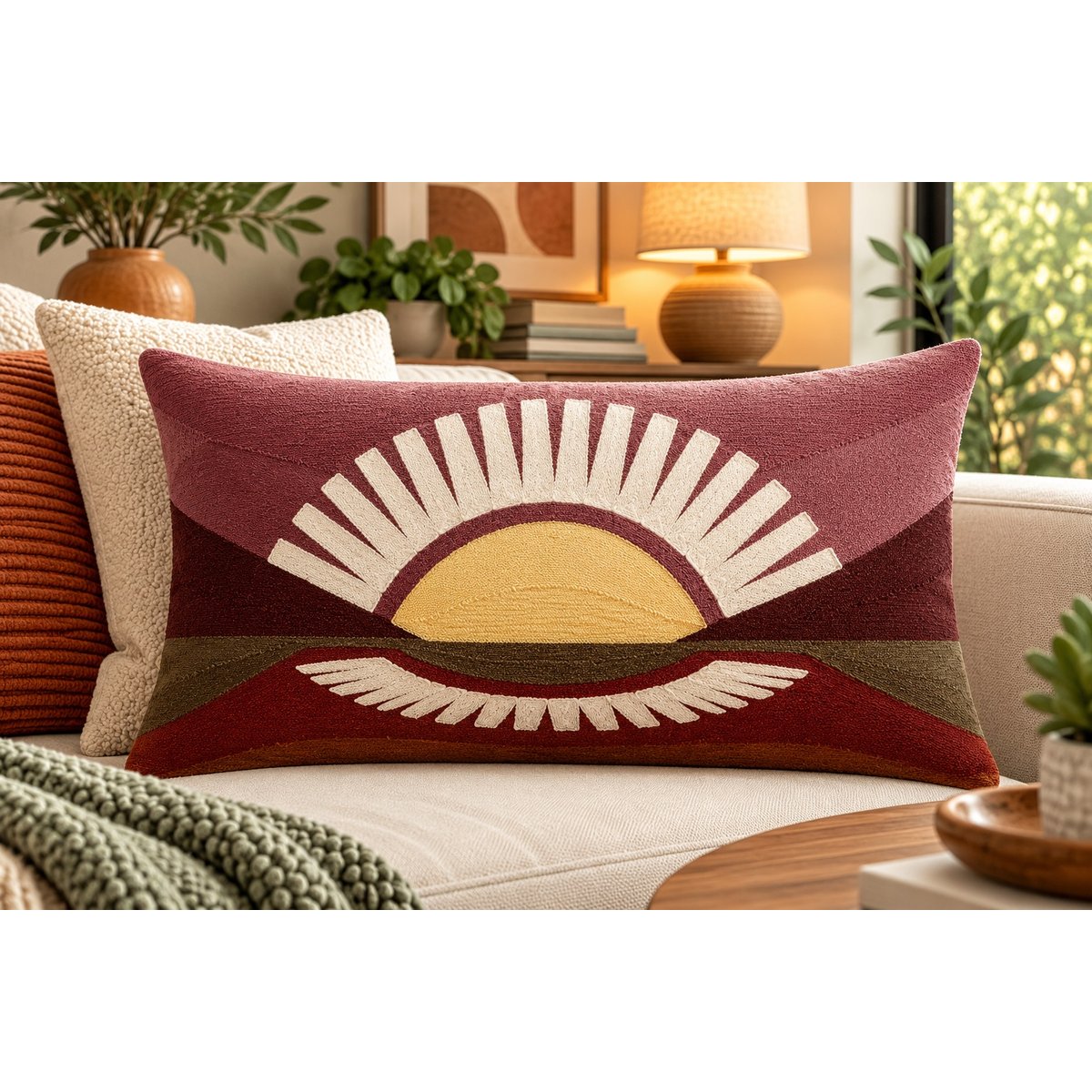 Coussin brodé Balade Radieuse bordeaux, EDEN