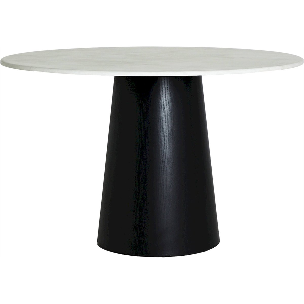 Table à manger ronde en bois et marbre noir profond et marbre blanc, RECOLLECTION