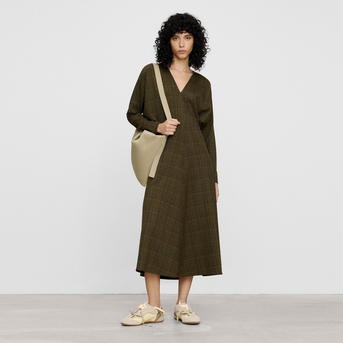 Robe japonaise à manches à carreaux vert à carreaux, ADOLFO DOMINGUEZ