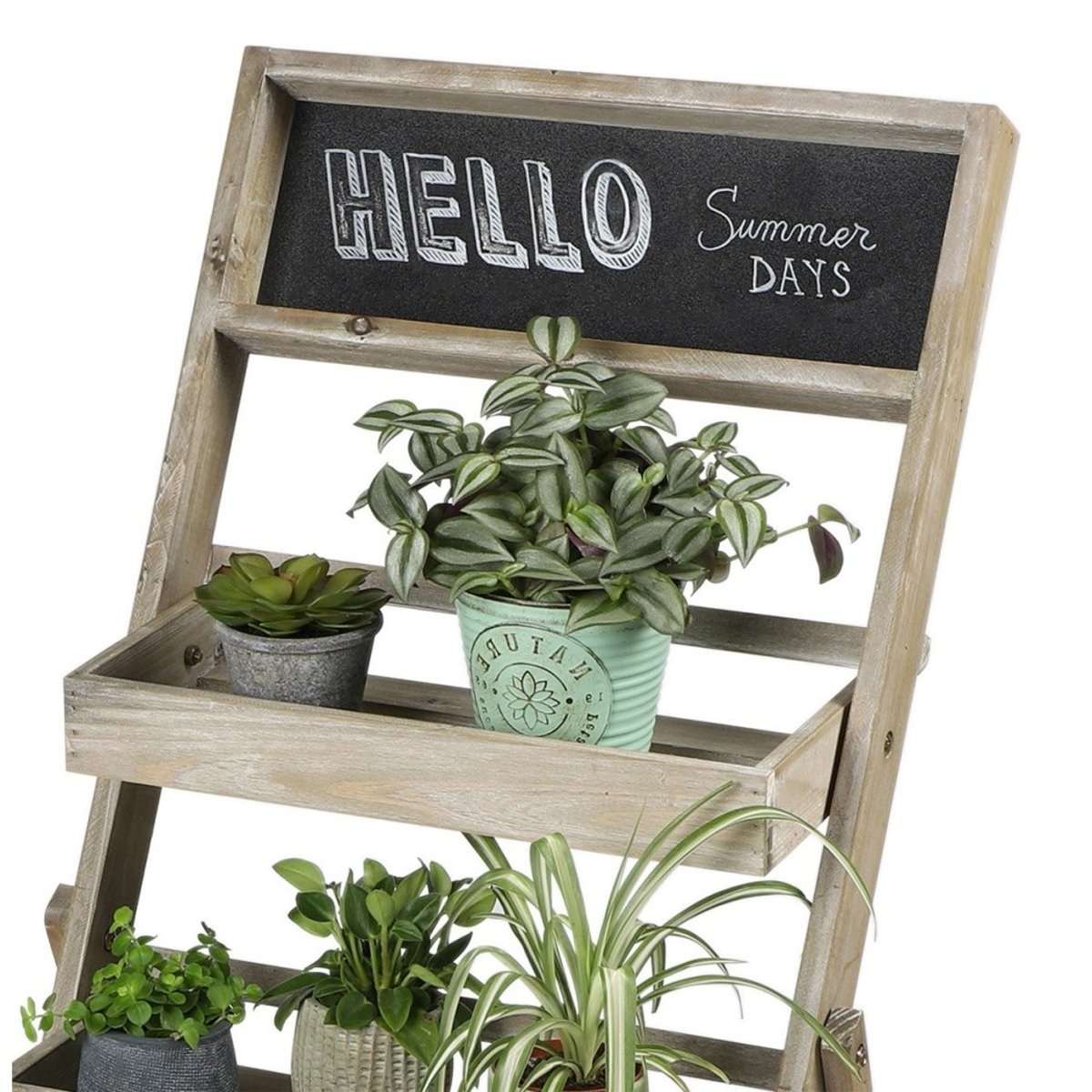 Etagère pour plantes 3 niveaux avec ardoise beige, DECORATIE