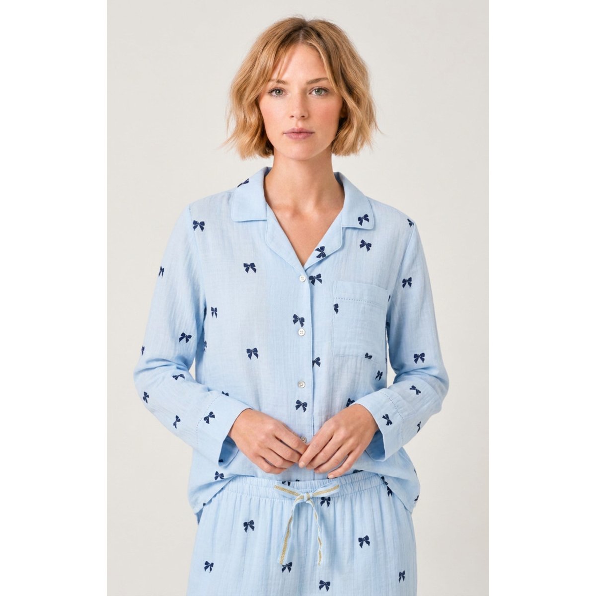 Pyjama boutonné en gaze de coton imprimé Rosie ice, ARTHUR