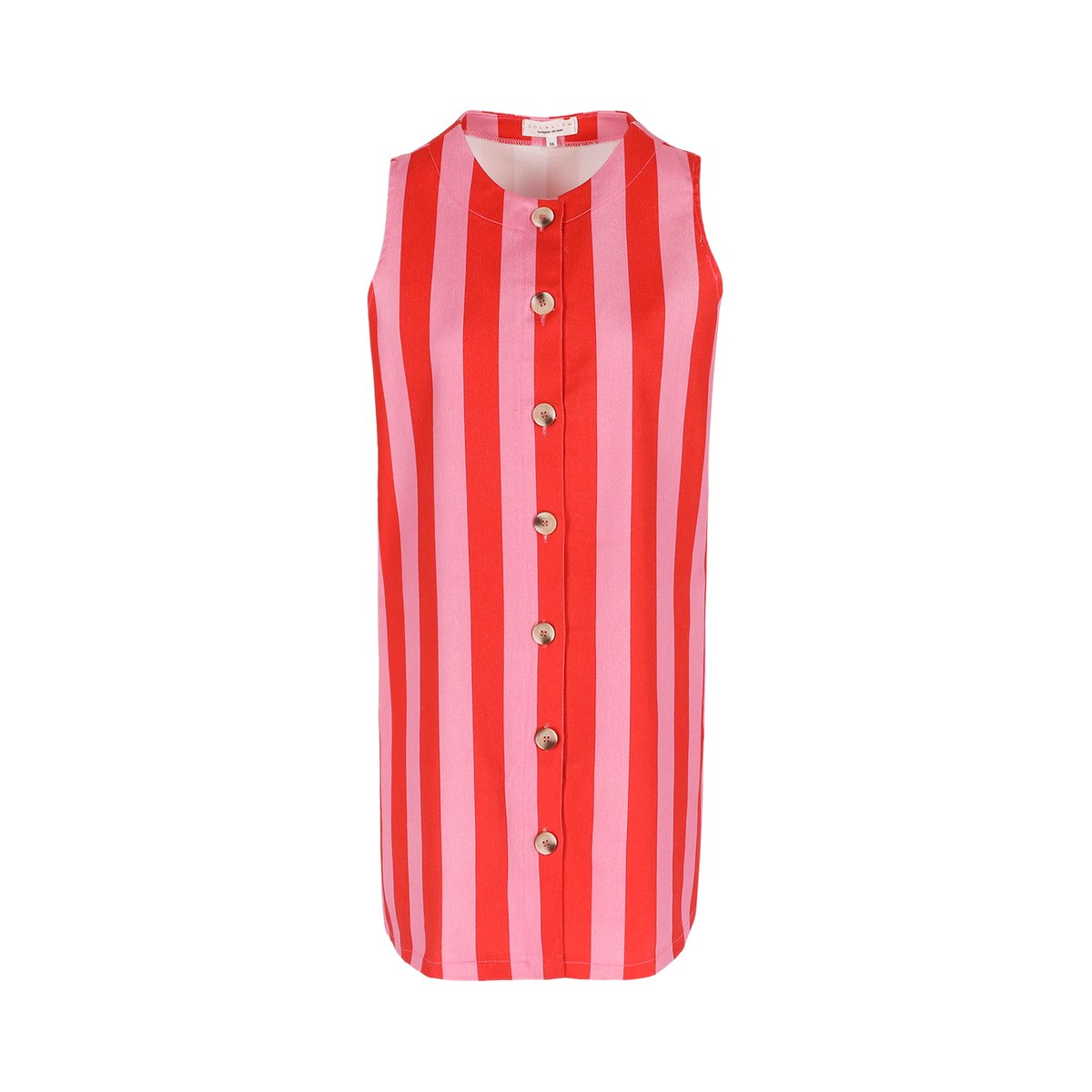 Robe rayée boutonnée orange rouge, LOLALIZA