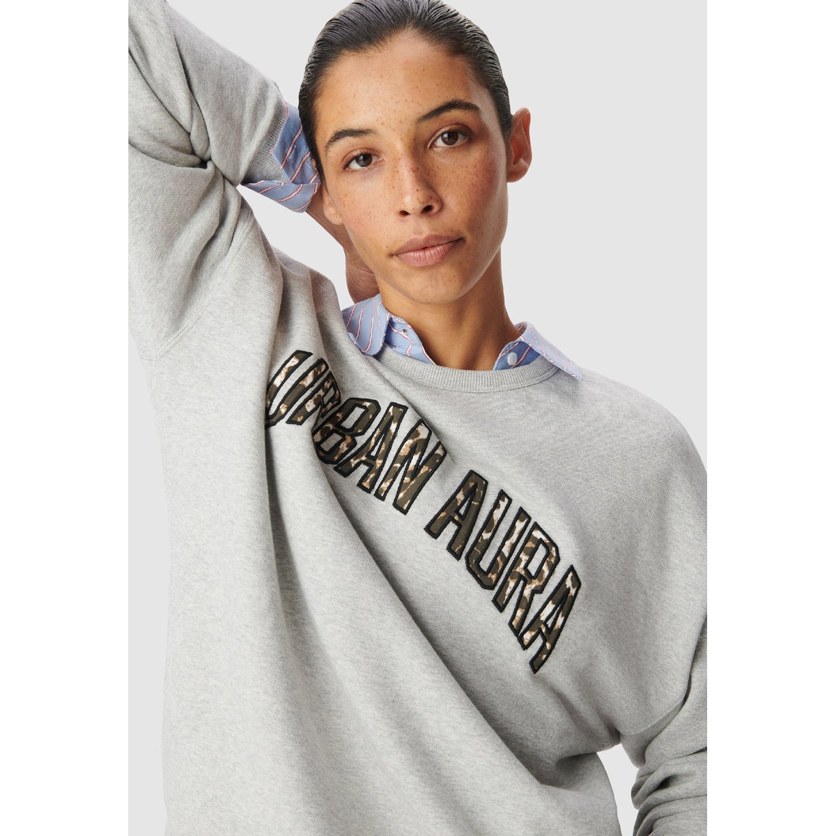 Sweat à message lettres brodées gris anthracite, IKKS