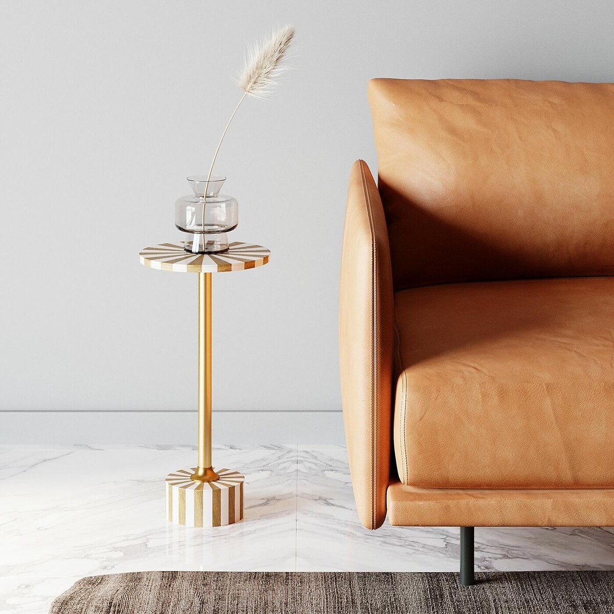 Side Table Domero Cirque Gold White Ø25cm gold-coloured, KARE DESIGN
