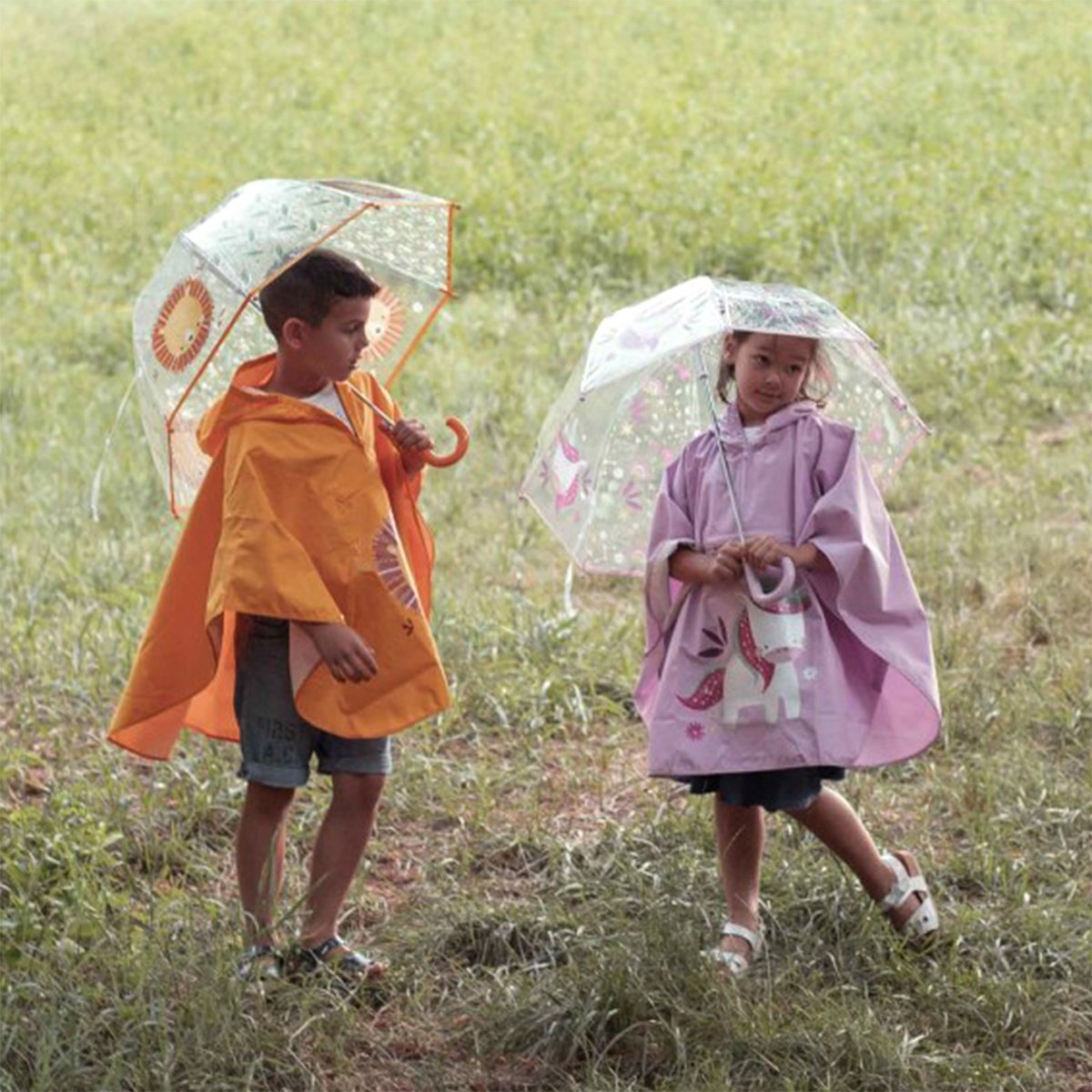 Parapluie transparent pour enfant ANIMAUX orange, SASSI