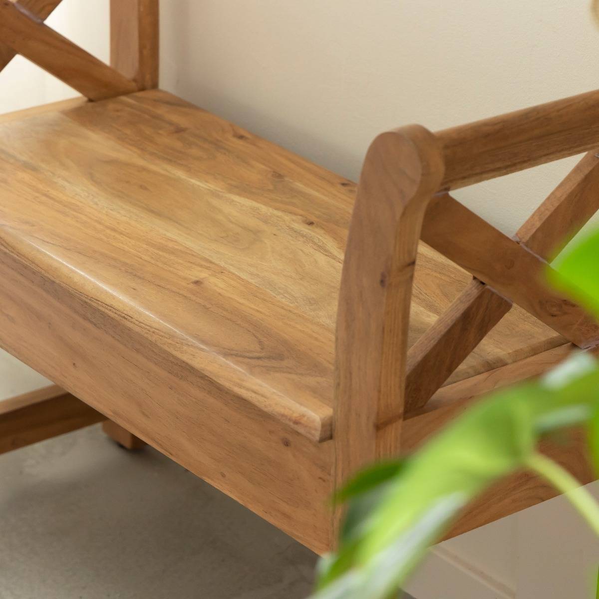 Banc en bois d'acacia ISOLDE bois foncé, MADE IN MEUBLES