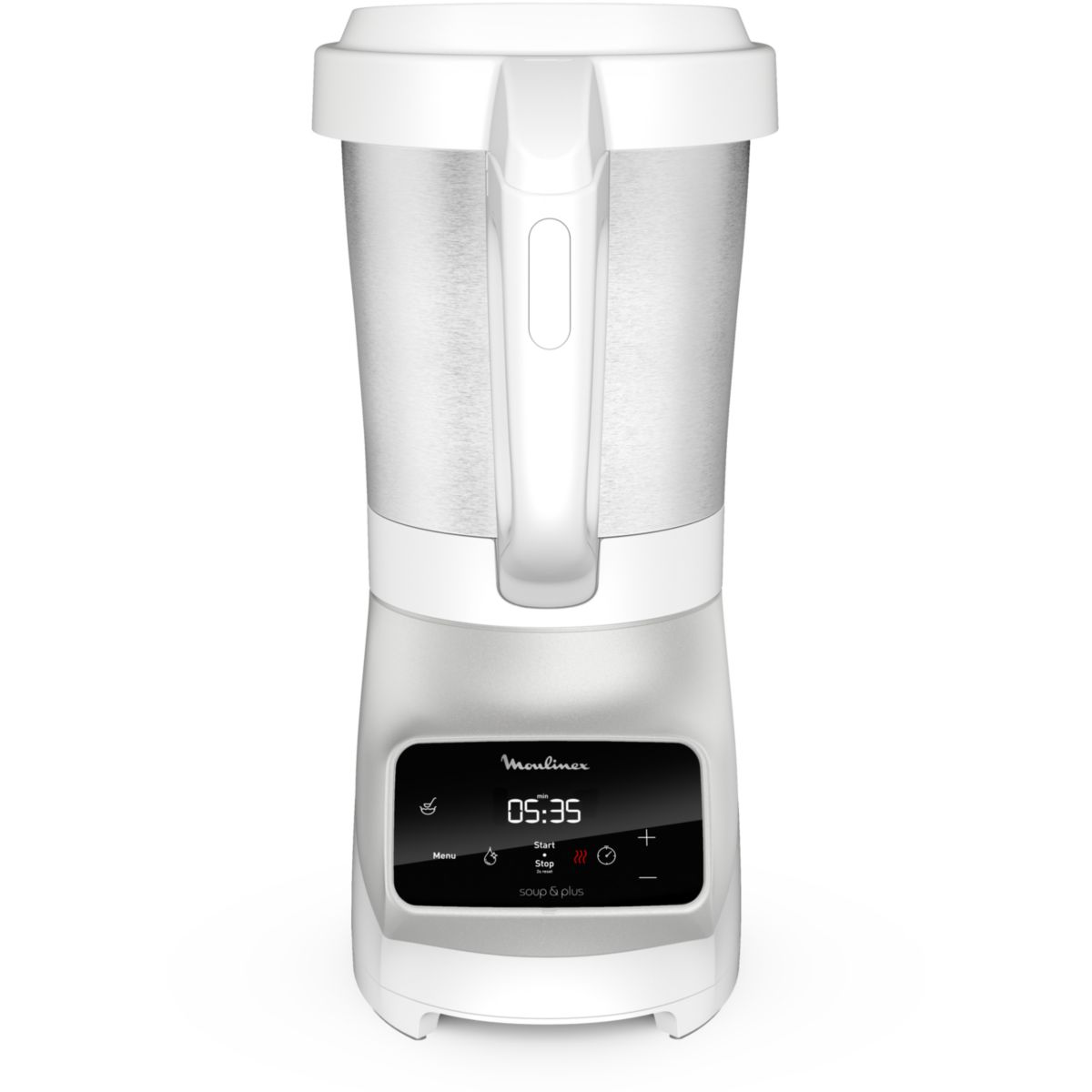 Blender chauffant SOUP et PLUS LM926B00 BLANC 2L + bol vapeur blanc, MOULINEX