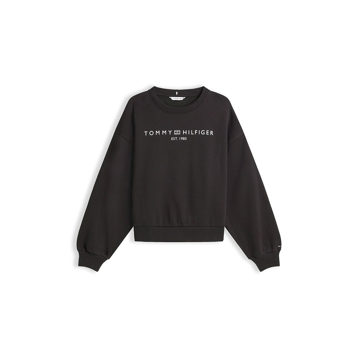 Sweat à col rond à manches longues avec logo noir, TOMMY HILFIGER