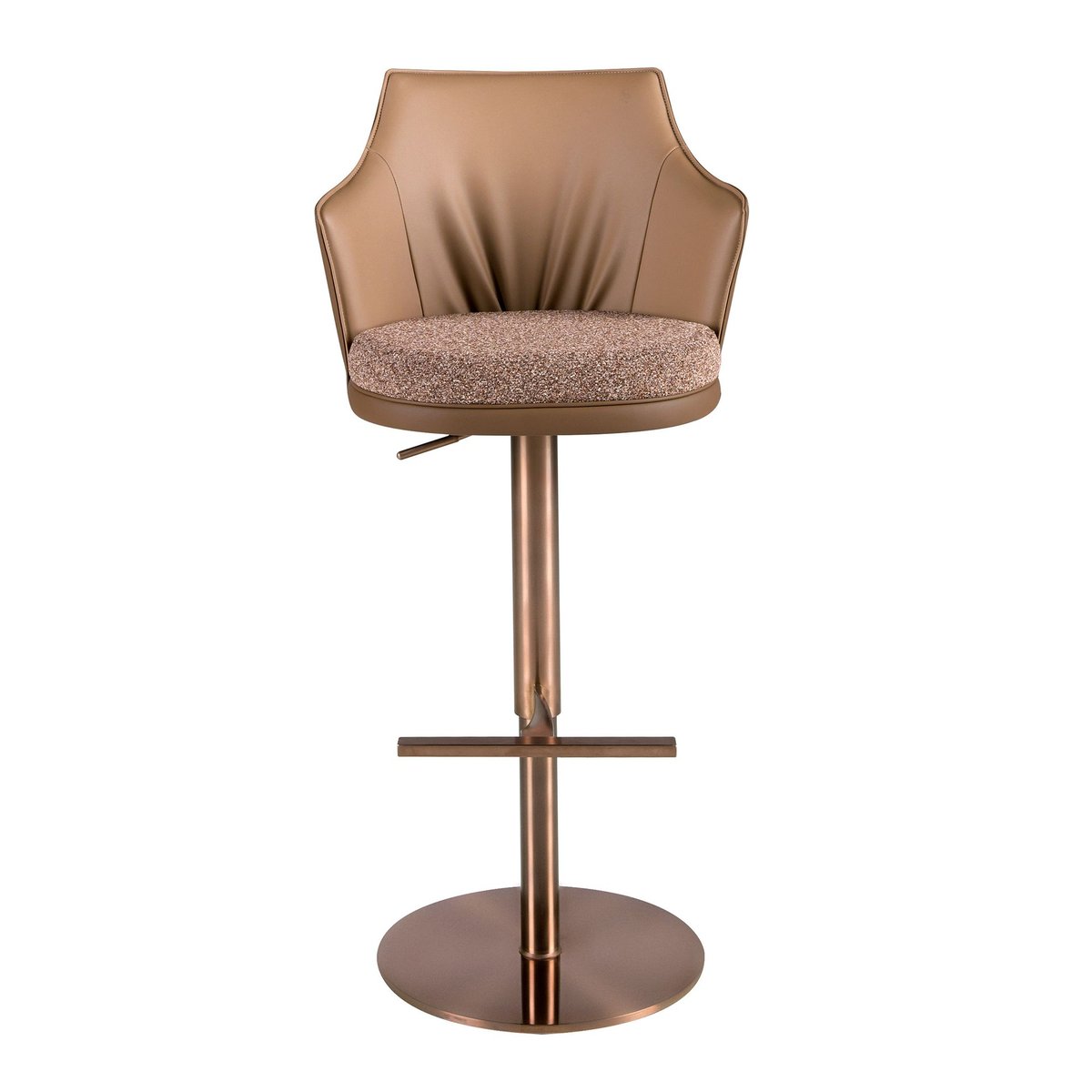 Tabouret pivotant en tissu marbré et similicuir marron | rose, ANGEL CERDA