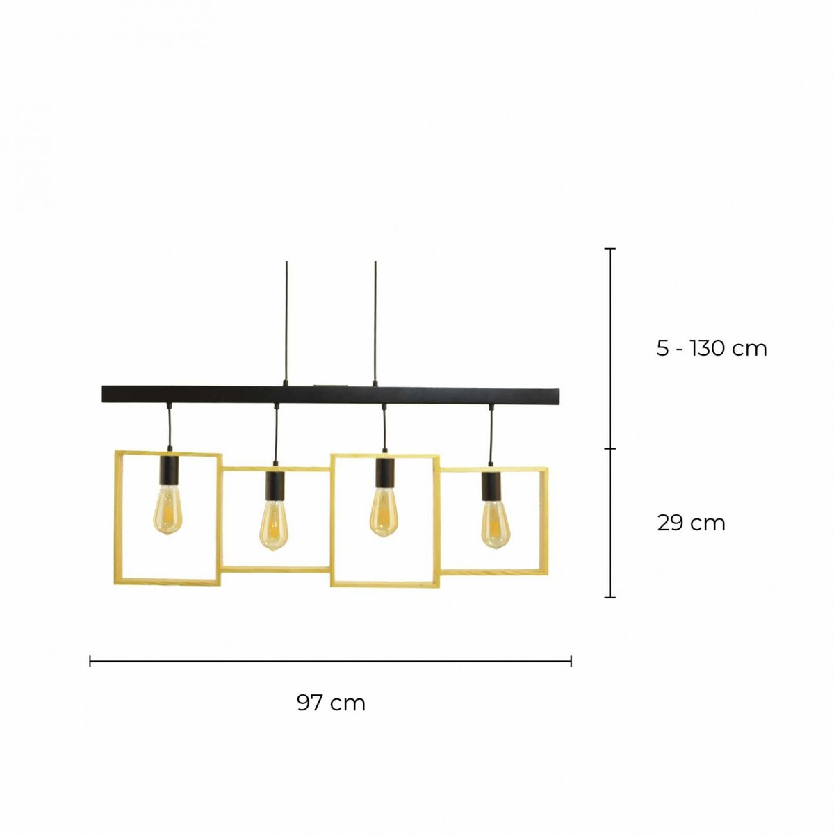 Suspension en bois d'hévéa et métal, WISSIN naturel, C-CREATION