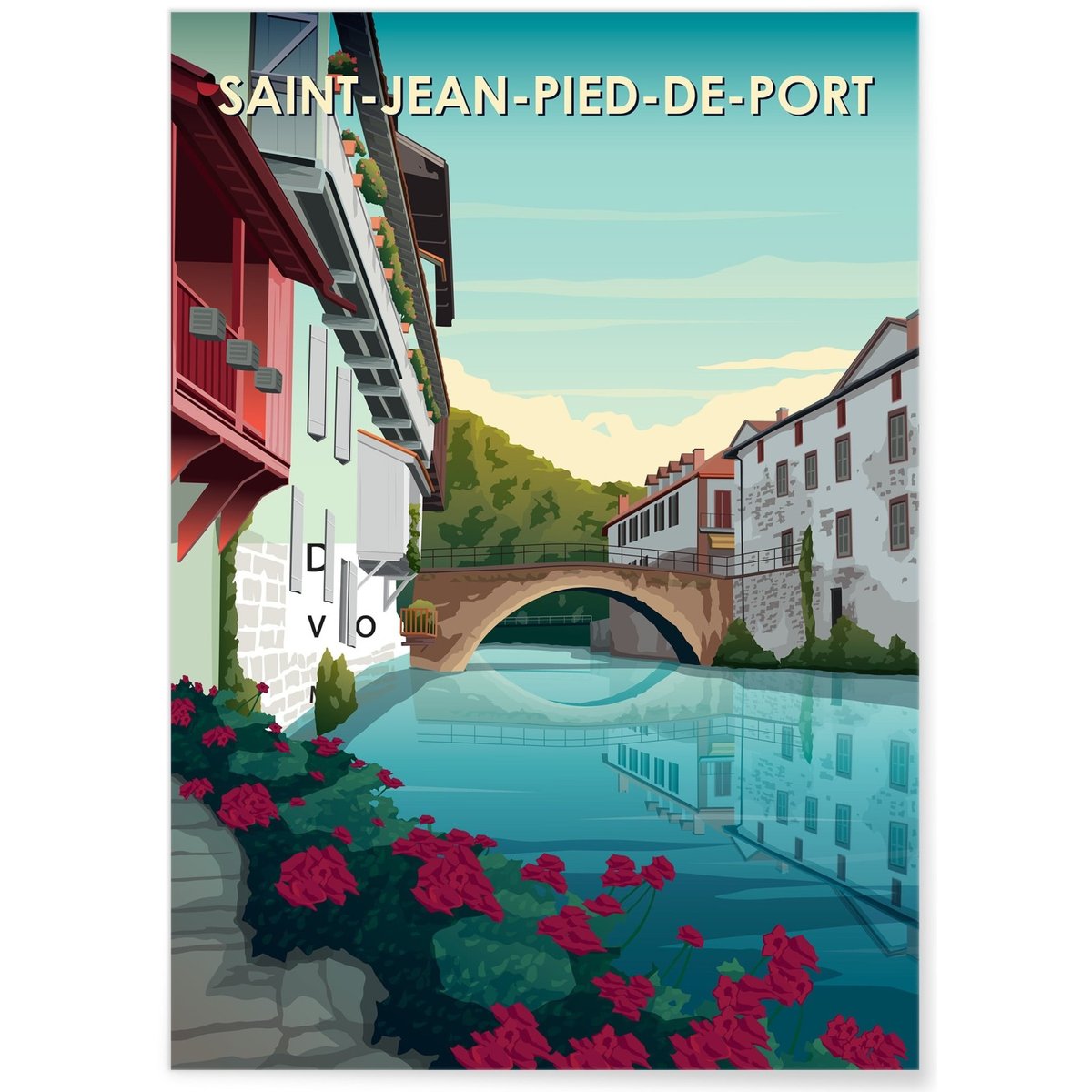 Affiche ville Saint-Jean-Pied-de-Port blanc, L'AFFICHERIE