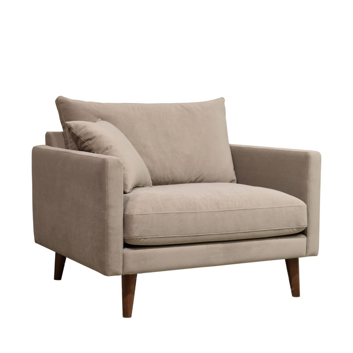 Fauteuil XL en velours pieds bois foncé- VILLABON beige, DRAWER