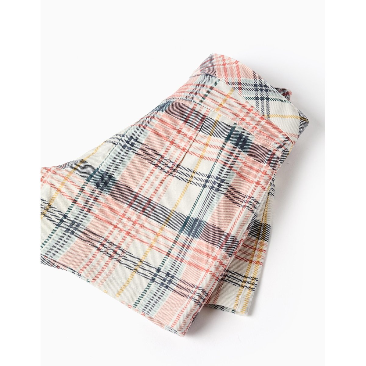 Jupe-short en sergé de coton à carreaux blanc, ZIPPY