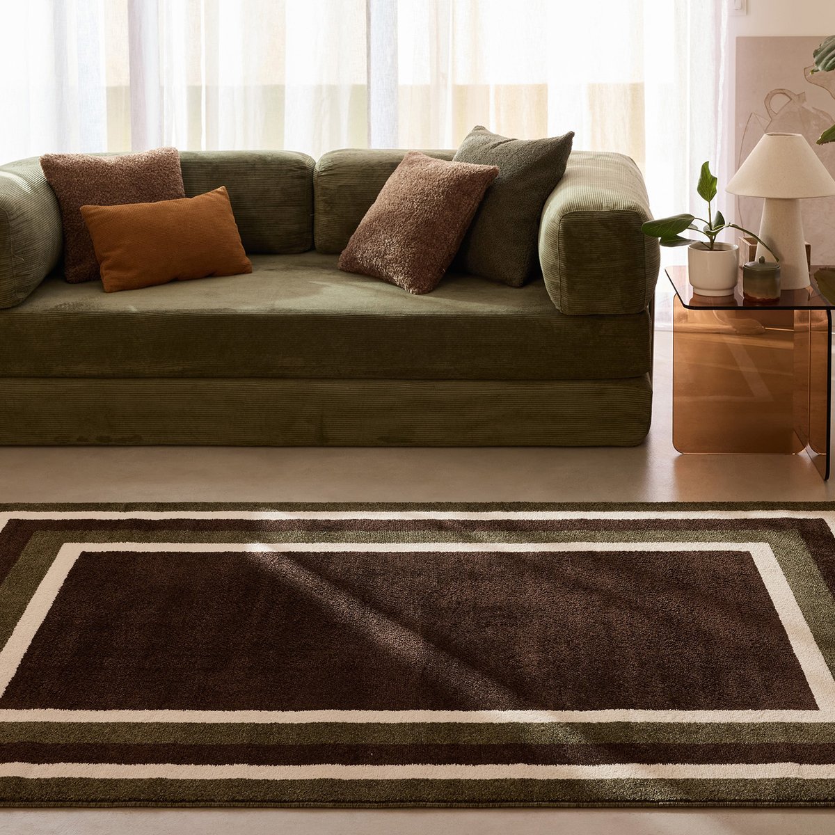 Tapis intérieur graphique rayé SANTAL marron, NAZAR RUGS