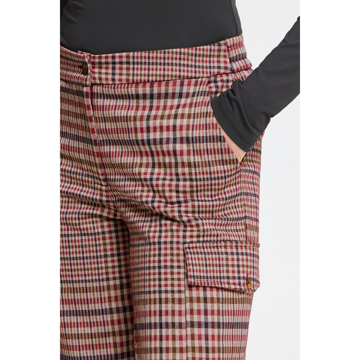 Pantalon cargo, coupe droite big check, ICHI