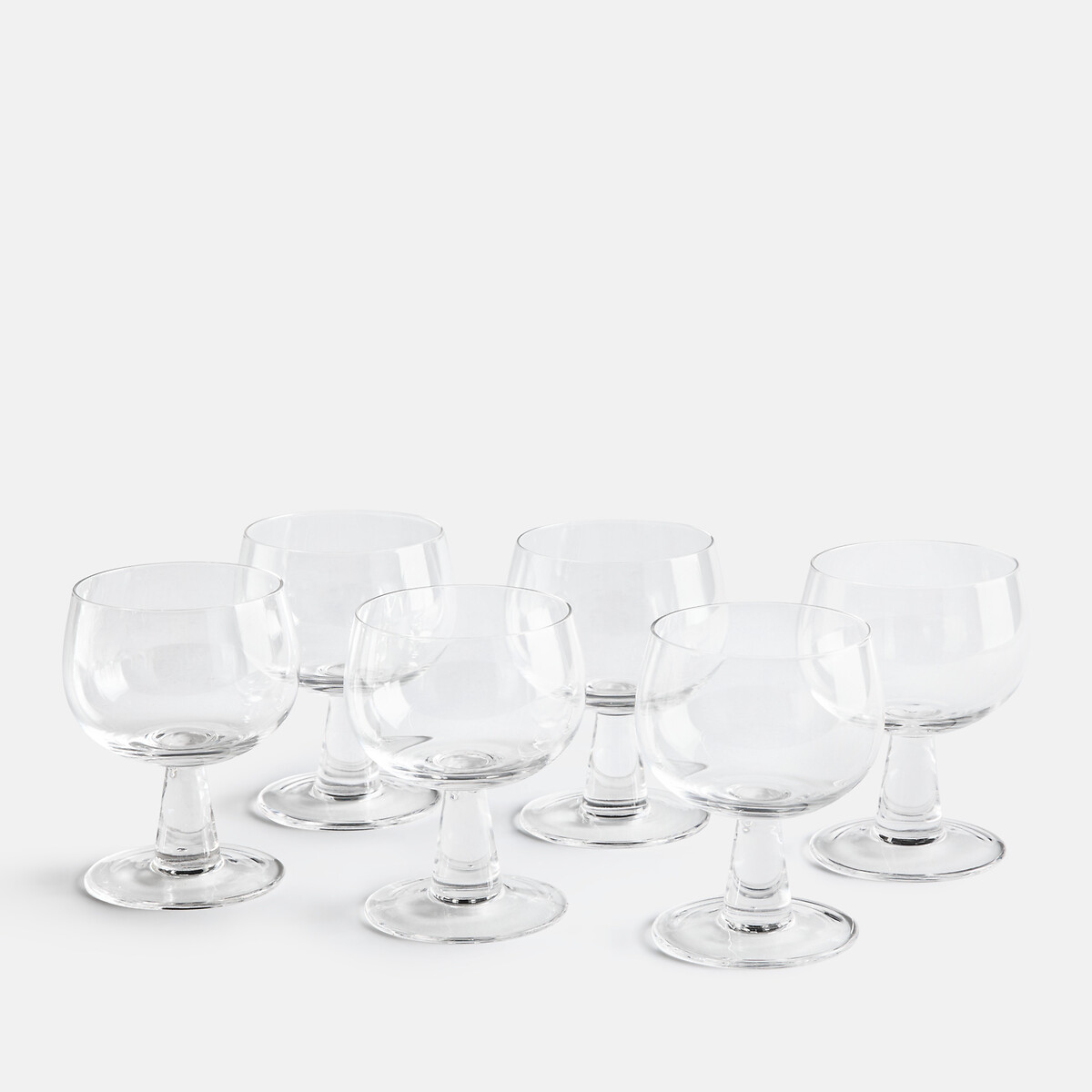 Lot de 6 verres forme ballon, pied bas, LAZIE transparent, LA REDOUTE INTERIEURS