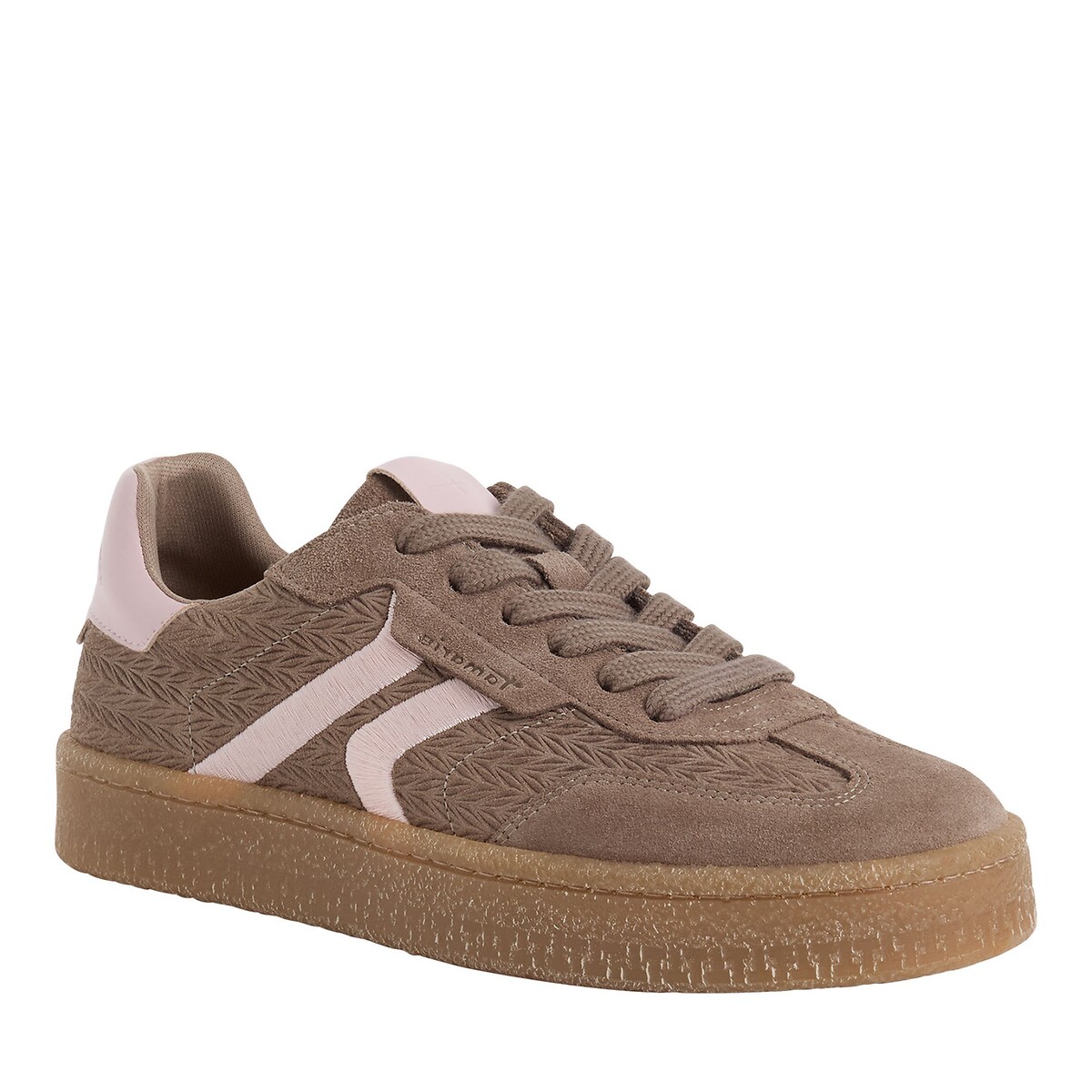 Zapatillas de piel de ante marrón claro/rosa, TAMARIS