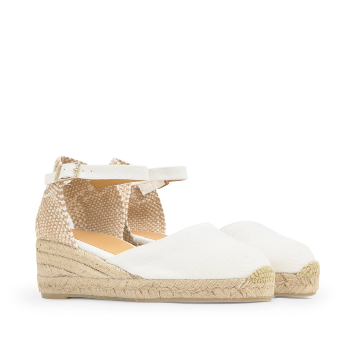 Espadrilles compensées à bride cheville et talon tressé CAROL PLATFORM blanc, CASTANER
