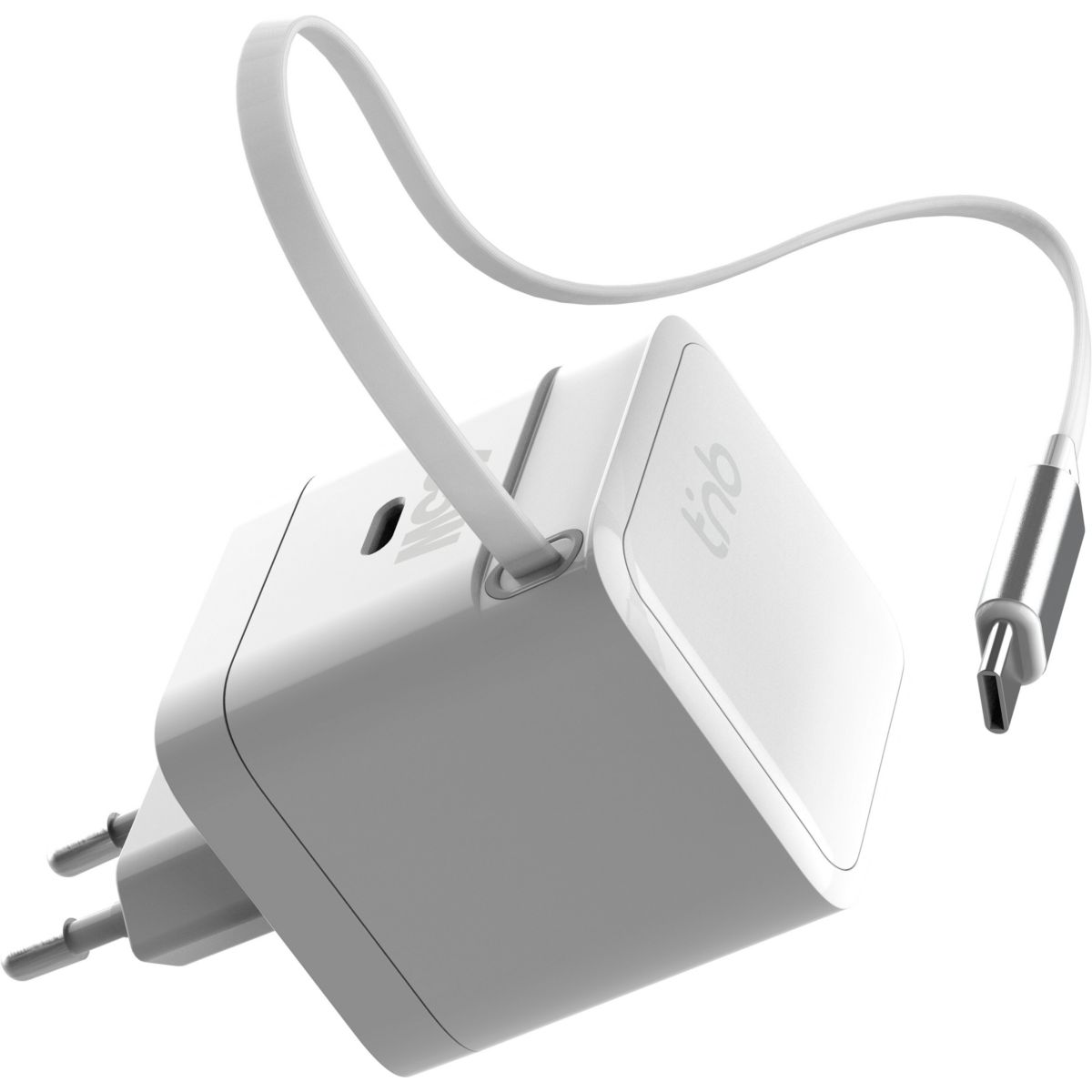 Chargeur + câble GAN USB-C charge rapide + cable 70cm couleur unique, TNB