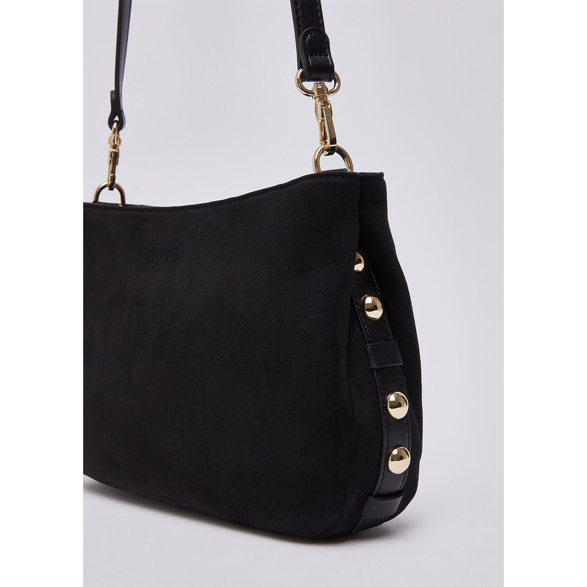 Sac bandoulière moyen en microfibre noir, LIU JO