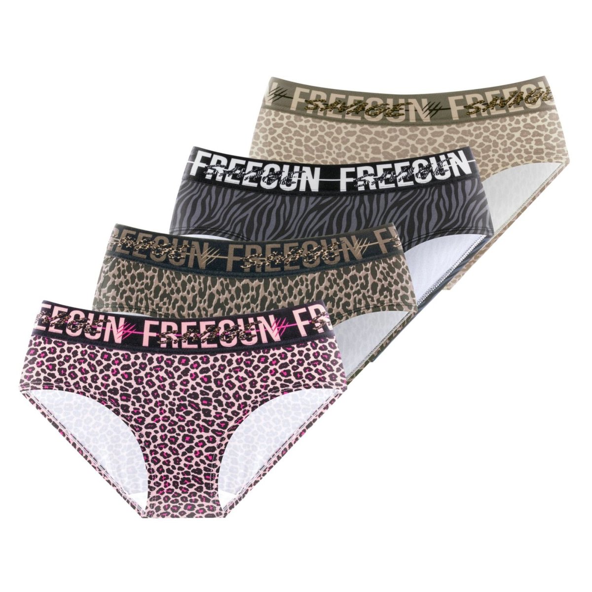 Lot De 4 Culottes Microfibre beige/marron/noir/gris/fushia, FREEGUN