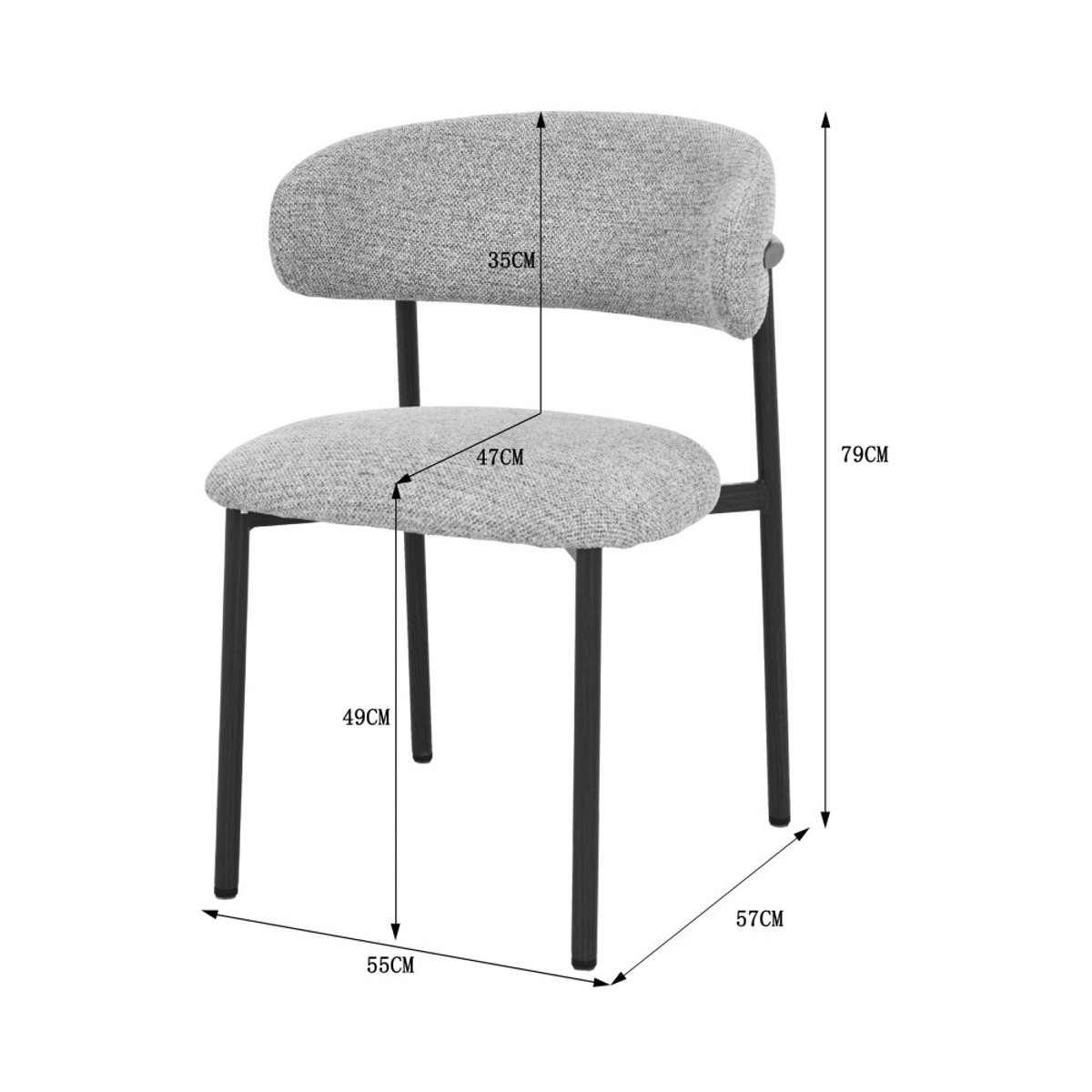 Lot de 2 chaises en tissu pieds effet bois foncé- ARIA beige chiné, DRAWER