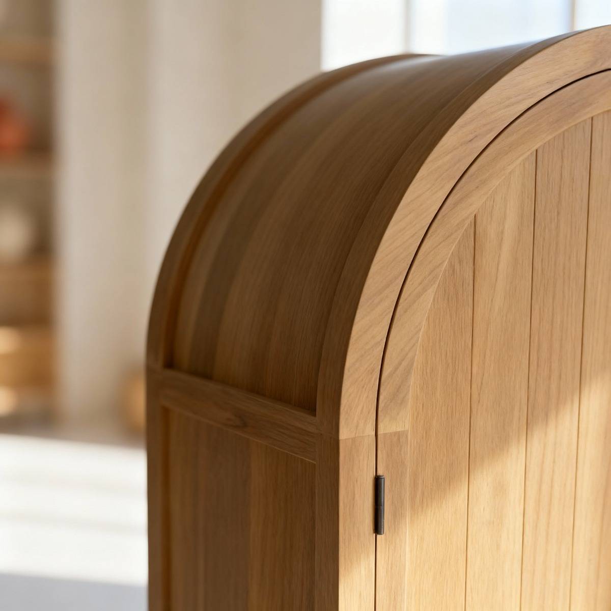 Armoire en bois d'orme ovale ALICIA bois clair, MADE IN MEUBLES