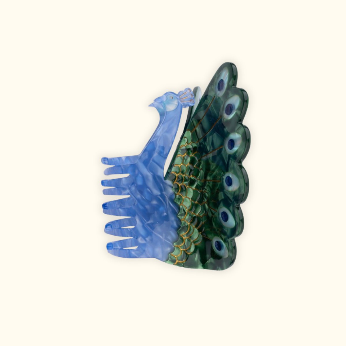 Pince à cheveux Paon bleu et vert, COUCOU SUZETTE
