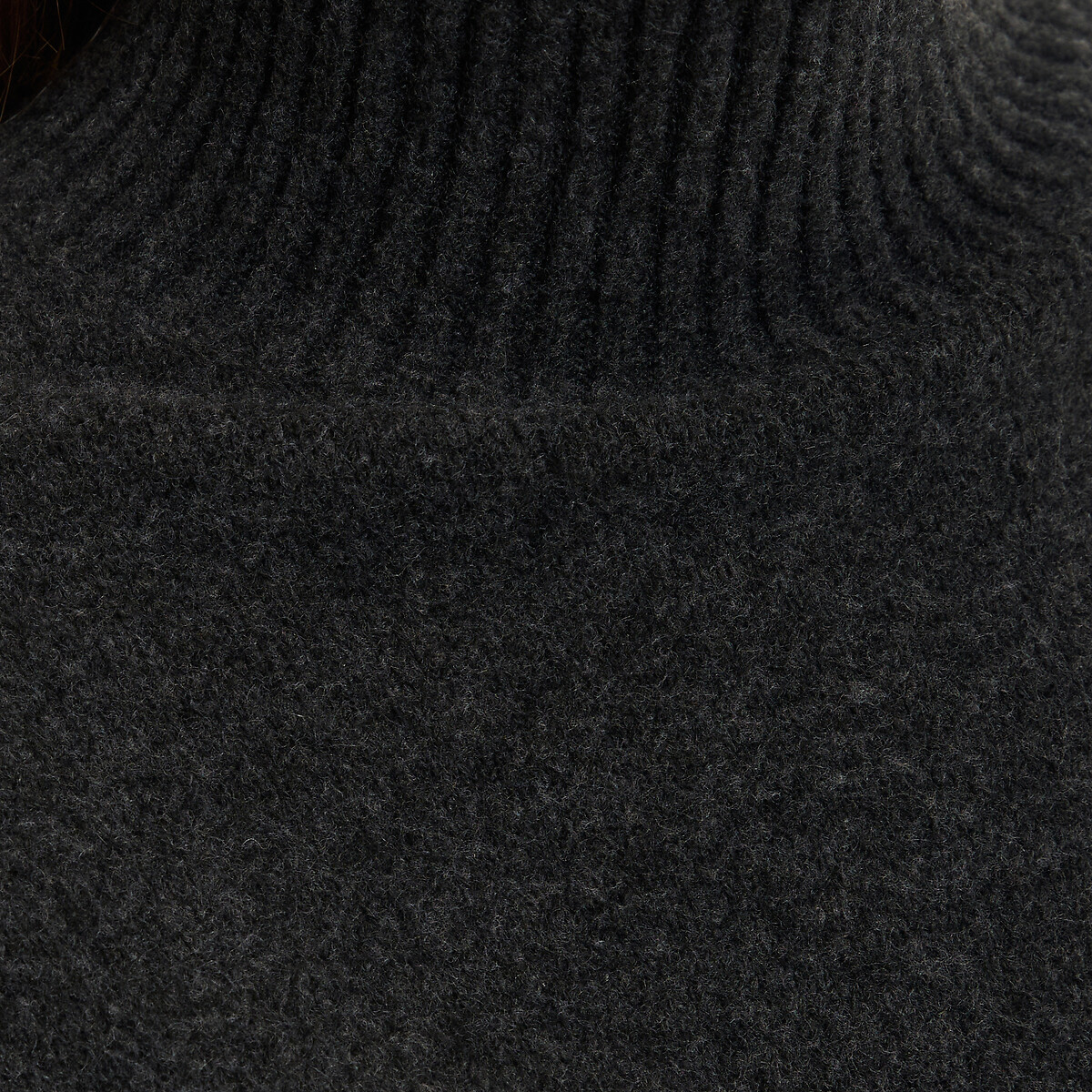 Robe pull col montant en maille mousseuse gris chiné foncé, LA REDOUTE COLLECTIONS