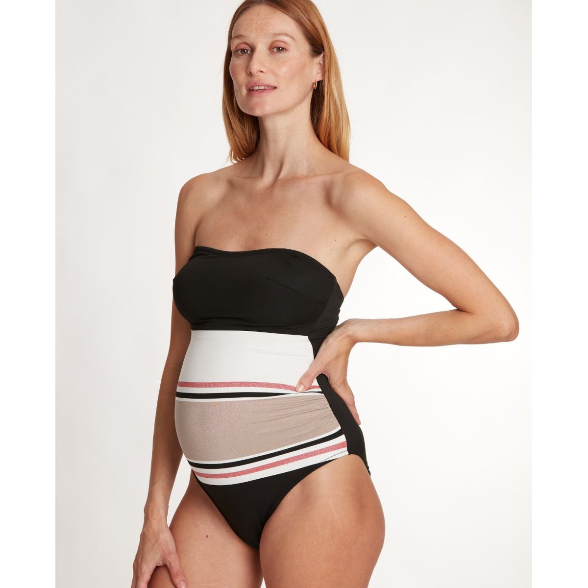 Maillot de bain 1 pièce de maternité Riviera noir, CACHE COEUR