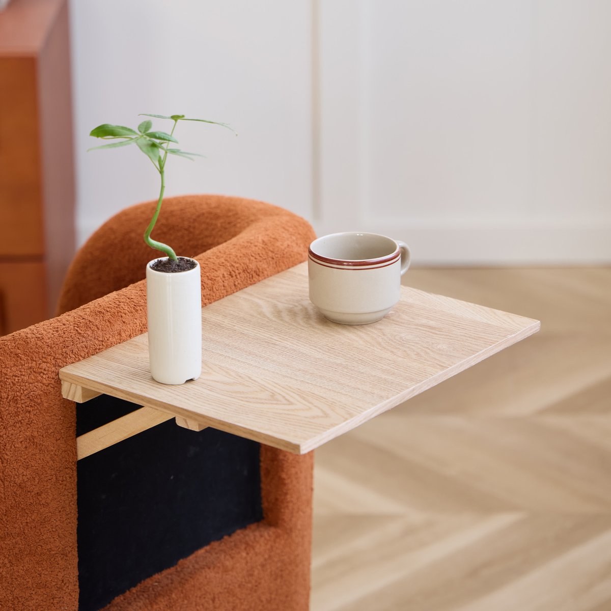 Fauteuil pivotant et pouf, tissu, HALMSTAD terracotta, NORDLYS