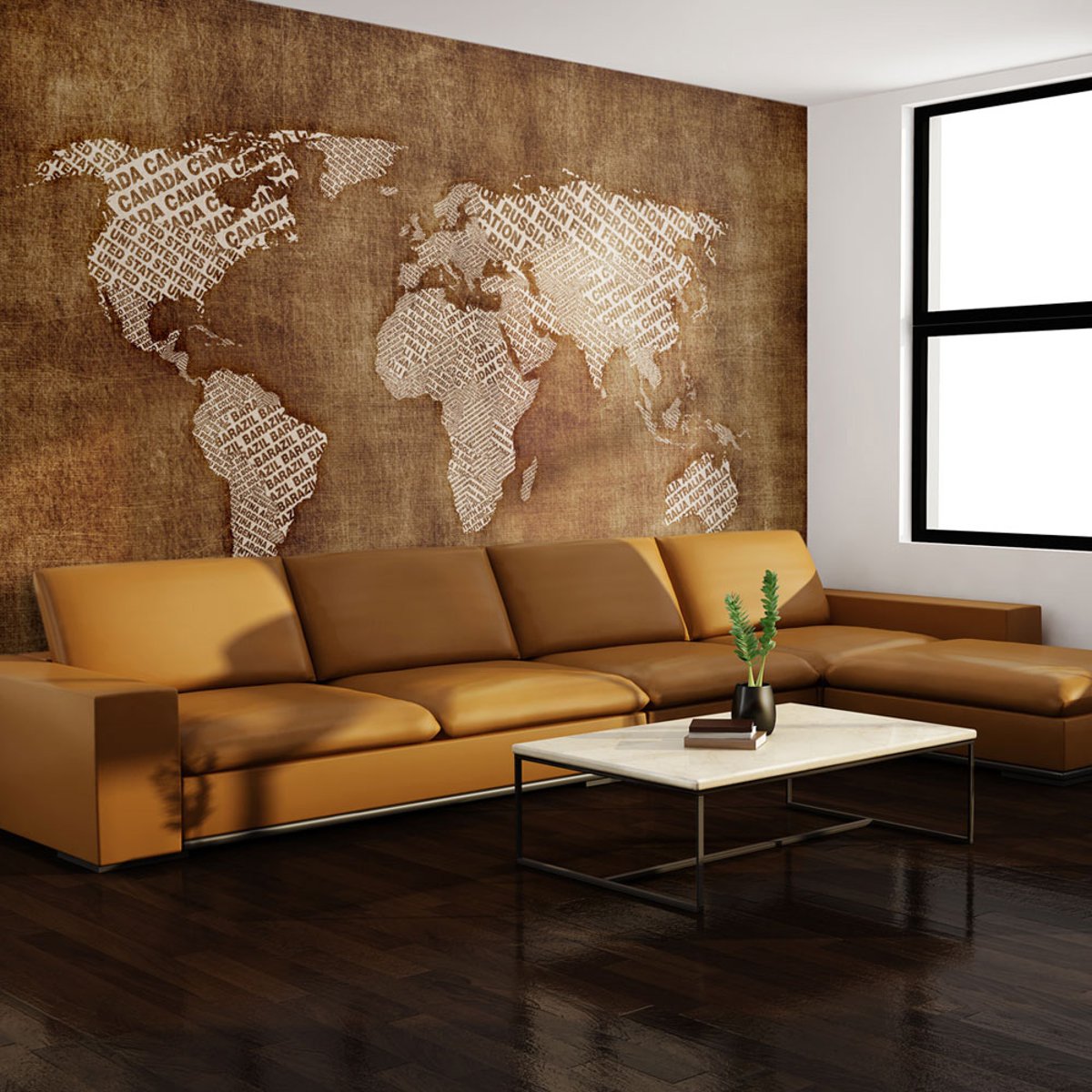 Papier peint intissé panoramique Carte du monde Geographical discoveries blanc, EDEN