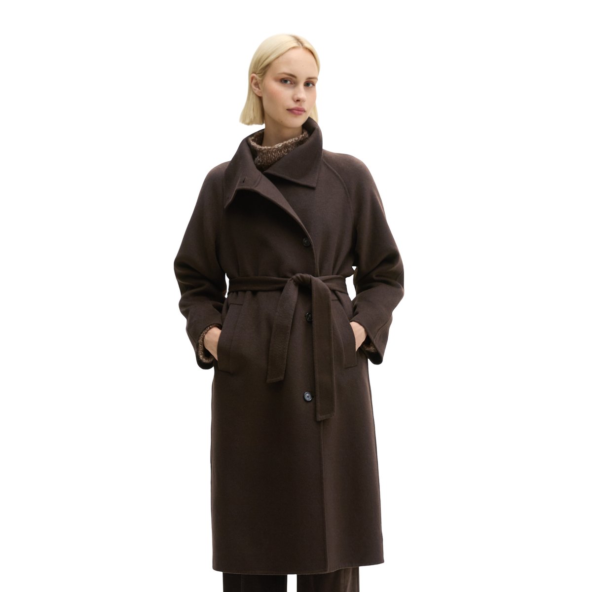 Manteau en laine au style décontracté en tissu double face de haute qualité marron, MARC O'POLO
