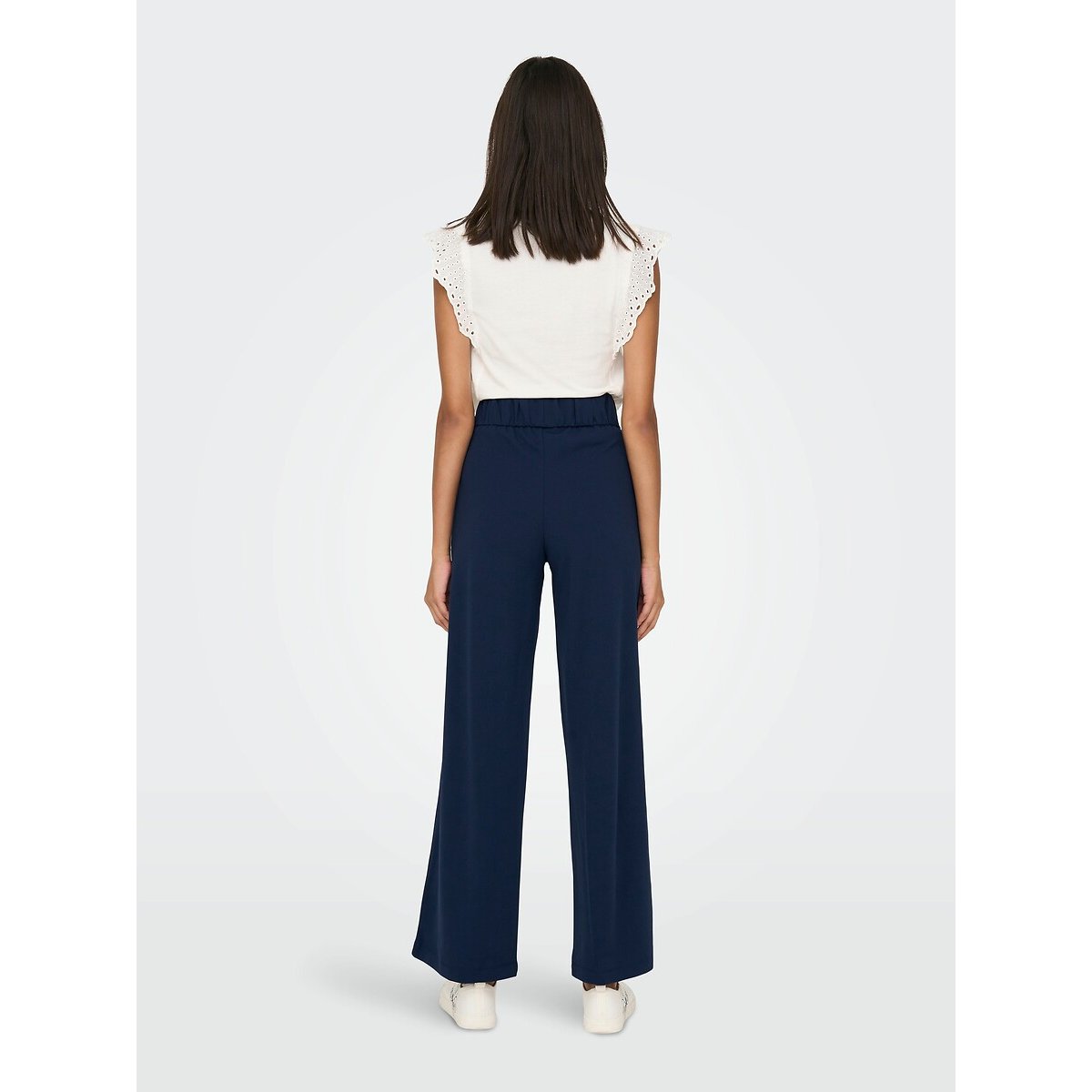 Pantaloni larghi, vita alta blu marino, JDY
