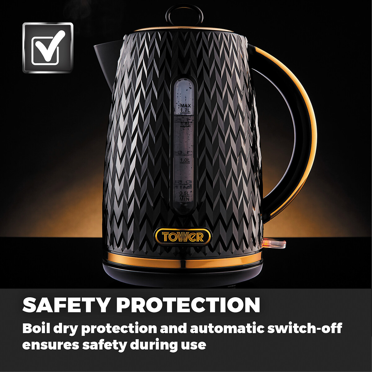 Empire 1.7L Jug Kettle - T10052 black, TOWER