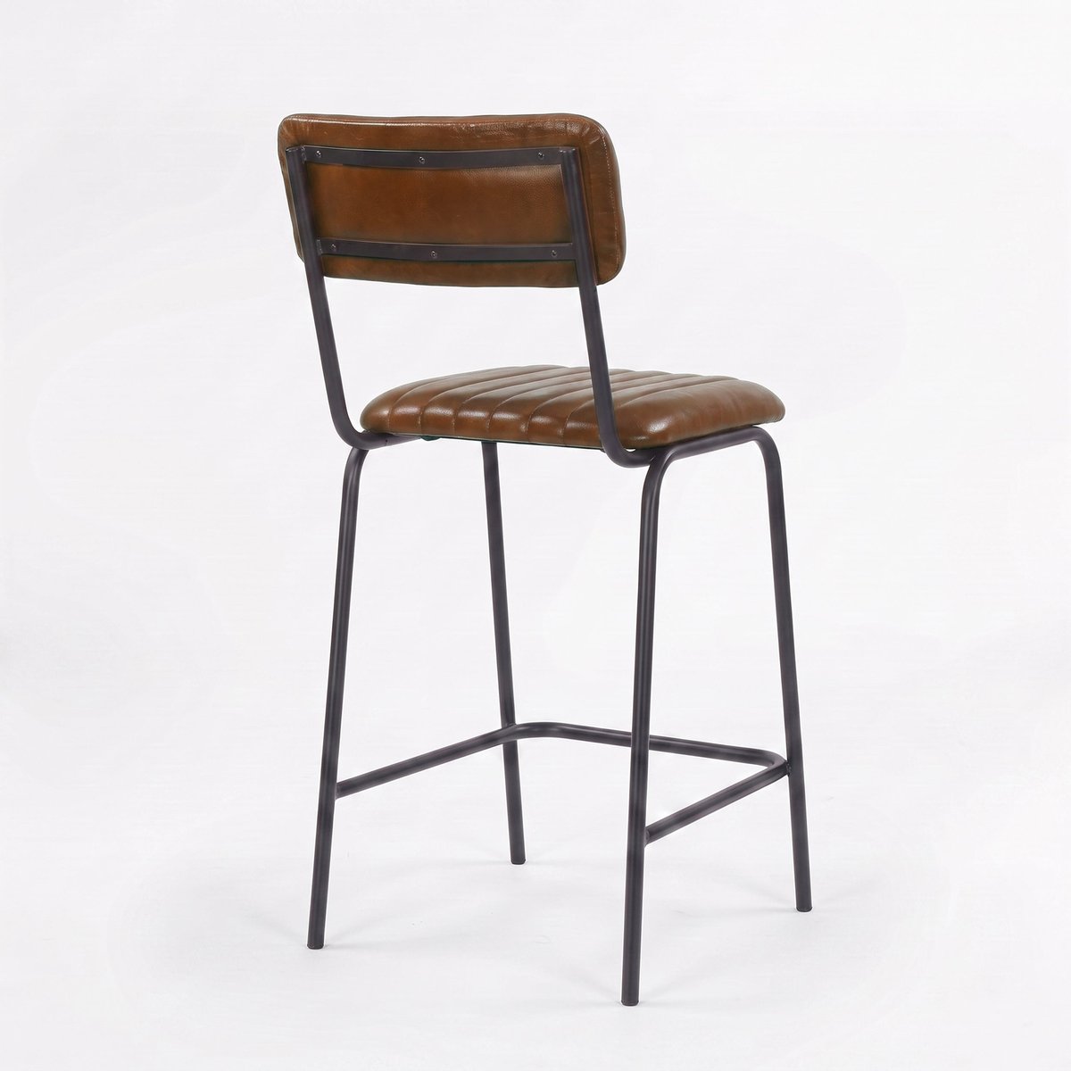 Lot de 2 chaises de bar 65 cm en cuir - ARSÈNE marron, MAISON PAVANE