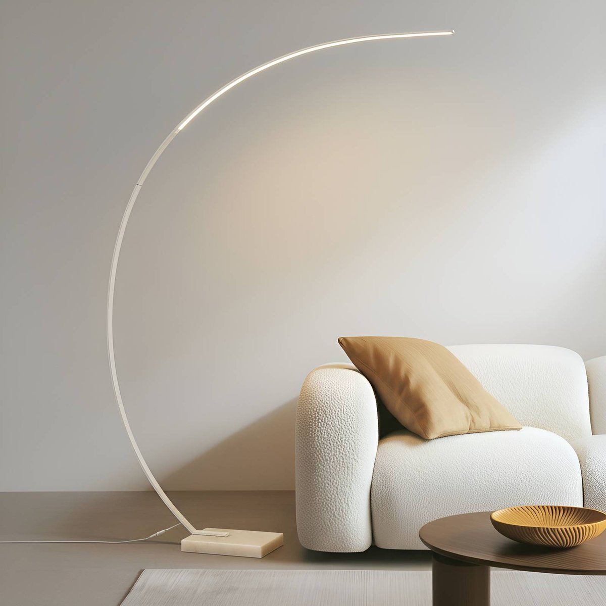 Lampadaire en métal moderneLED, Kendra blanc, LINDBY