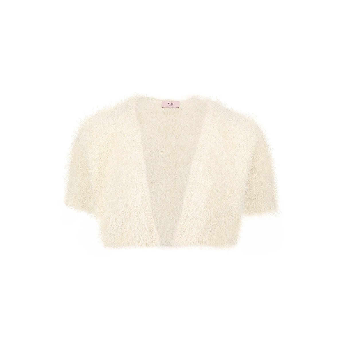 Cardigan en maille d'été à teneur en fil fantaisie pearled ivory, VERA MONT