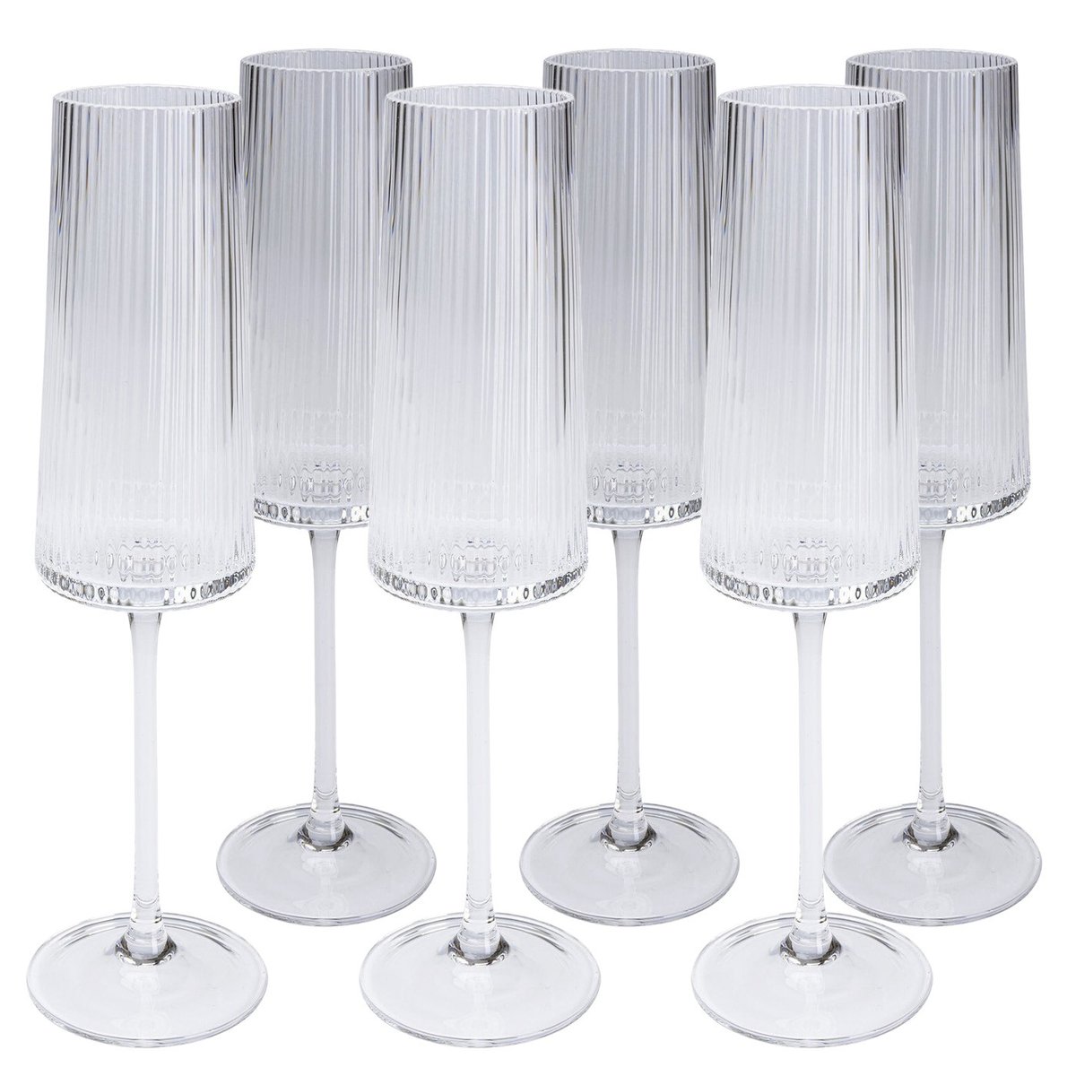 Lot de 6 flûtes à champagne, RIFFLE transparent, KARE DESIGN