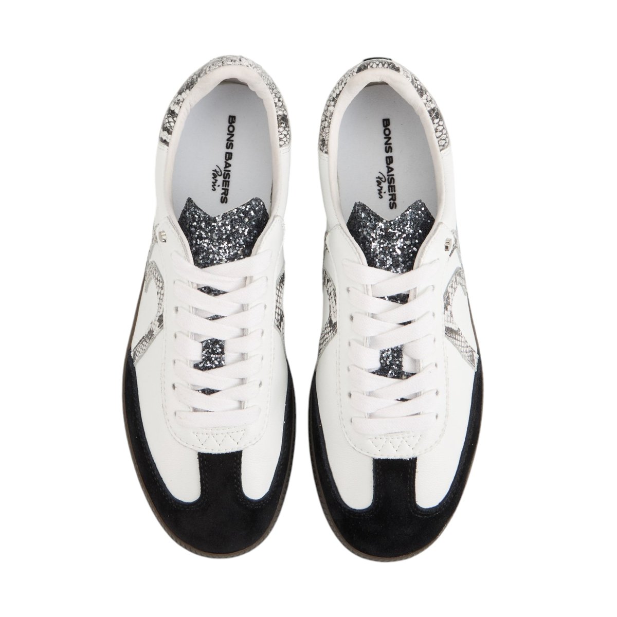 Baskets En Cuir Billie Python Glitter blanc, BONS BAISERS