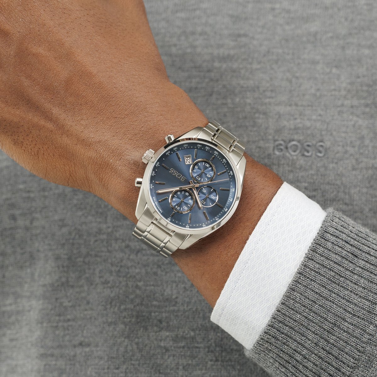 Montre Analogique  GRAND PRIX 44 argenté bleu argenté, BOSS