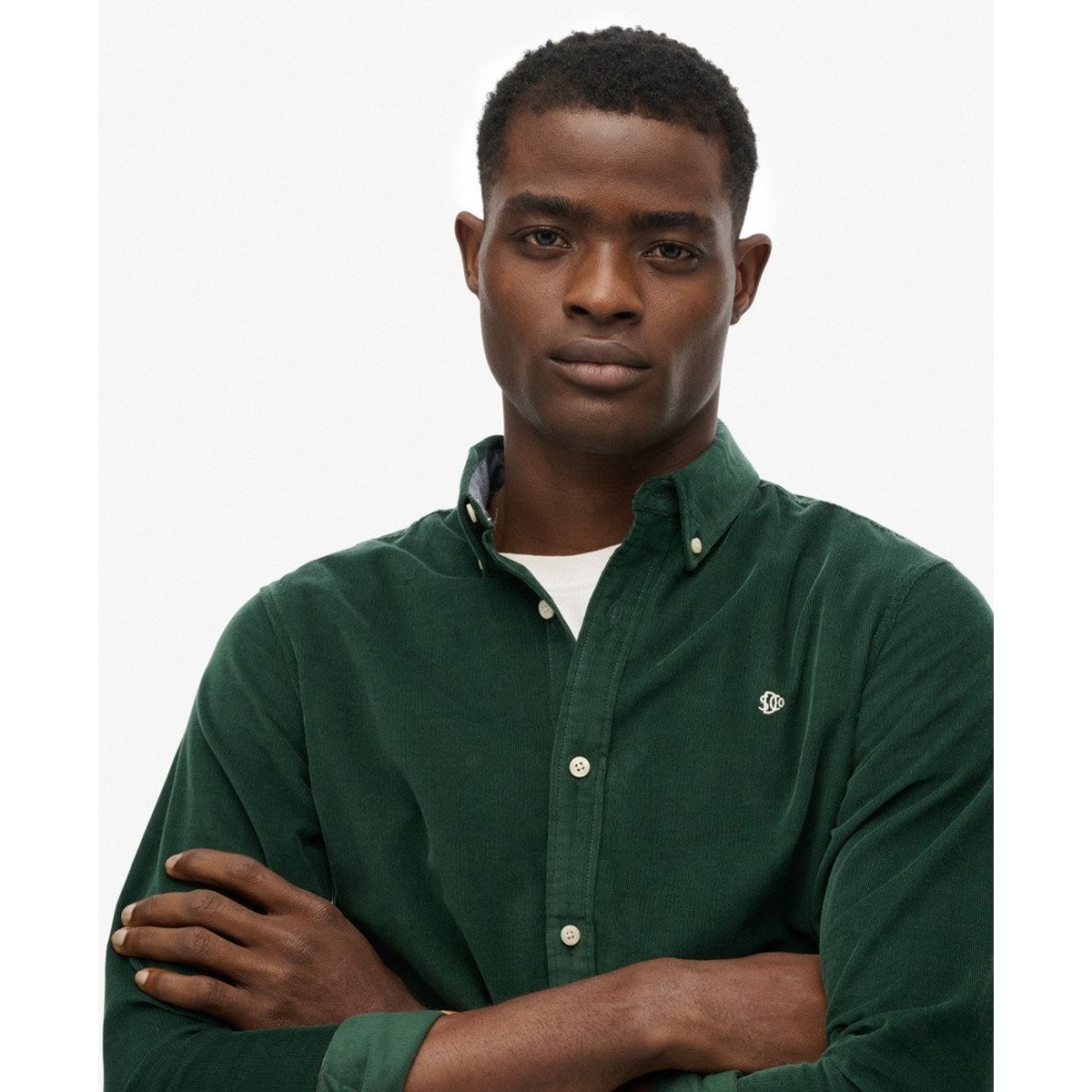 Chemise velours côtelé vert émail, SUPERDRY