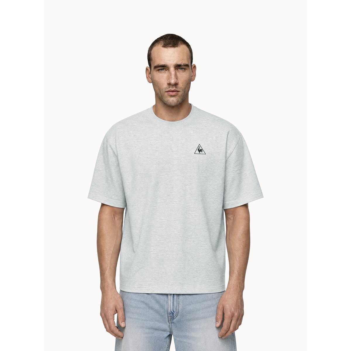 T-shirt boxy en molleton léger Contemporain gris chiné, LE COQ SPORTIF