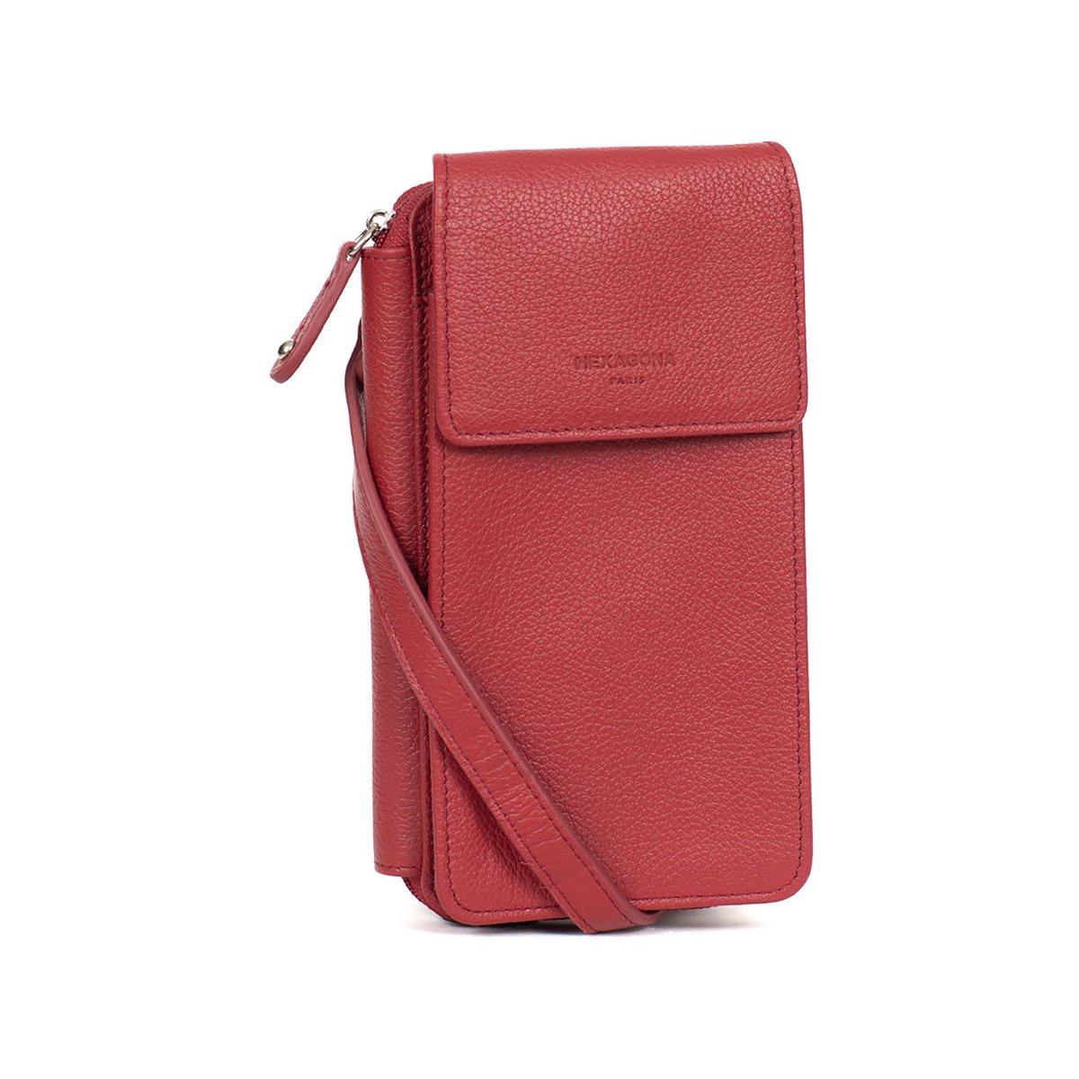 Pochette téléphone avec portefeuille CONFORT rouge foncé, HEXAGONA