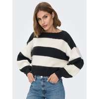 Pull blanc à rayures vertes avec une coupe droite et un col rond LA PETITE ÉTOILE - CCV Mode