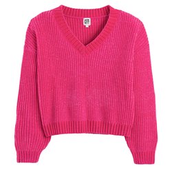 Jersey con cuello en pico de punto de chenilla