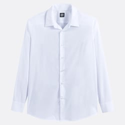 Camisa recta de popelina de algodón, manga larga