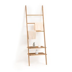 Estantería de escalera de acacia aceitada, acabado de teca, Kiari
